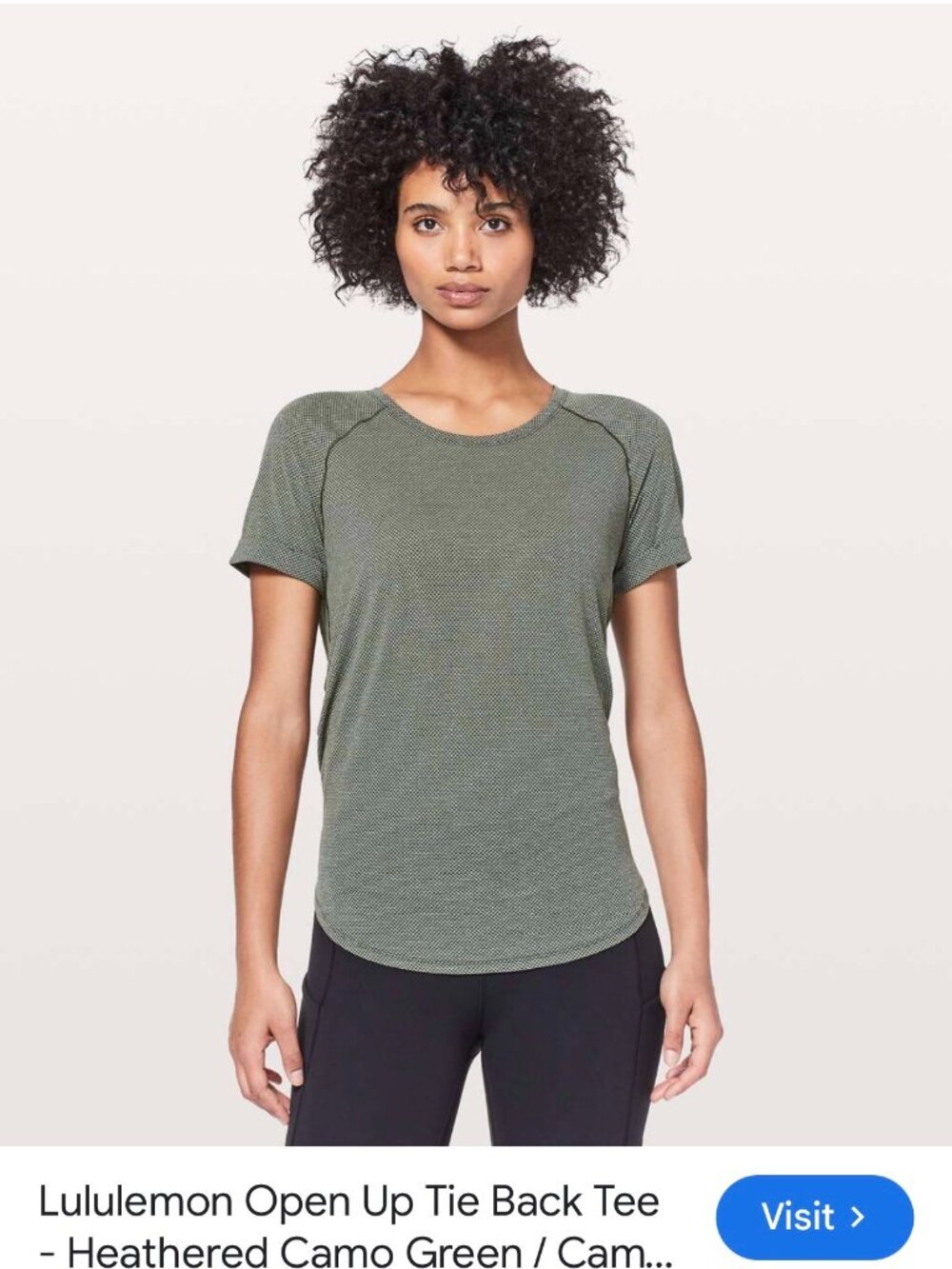 Lululemon Open Up Tie Back Tee - Green - 6